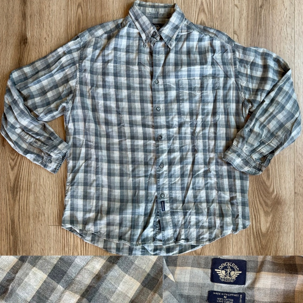 Men’s Flannel great Dockers size M place Dress Shirt Casual